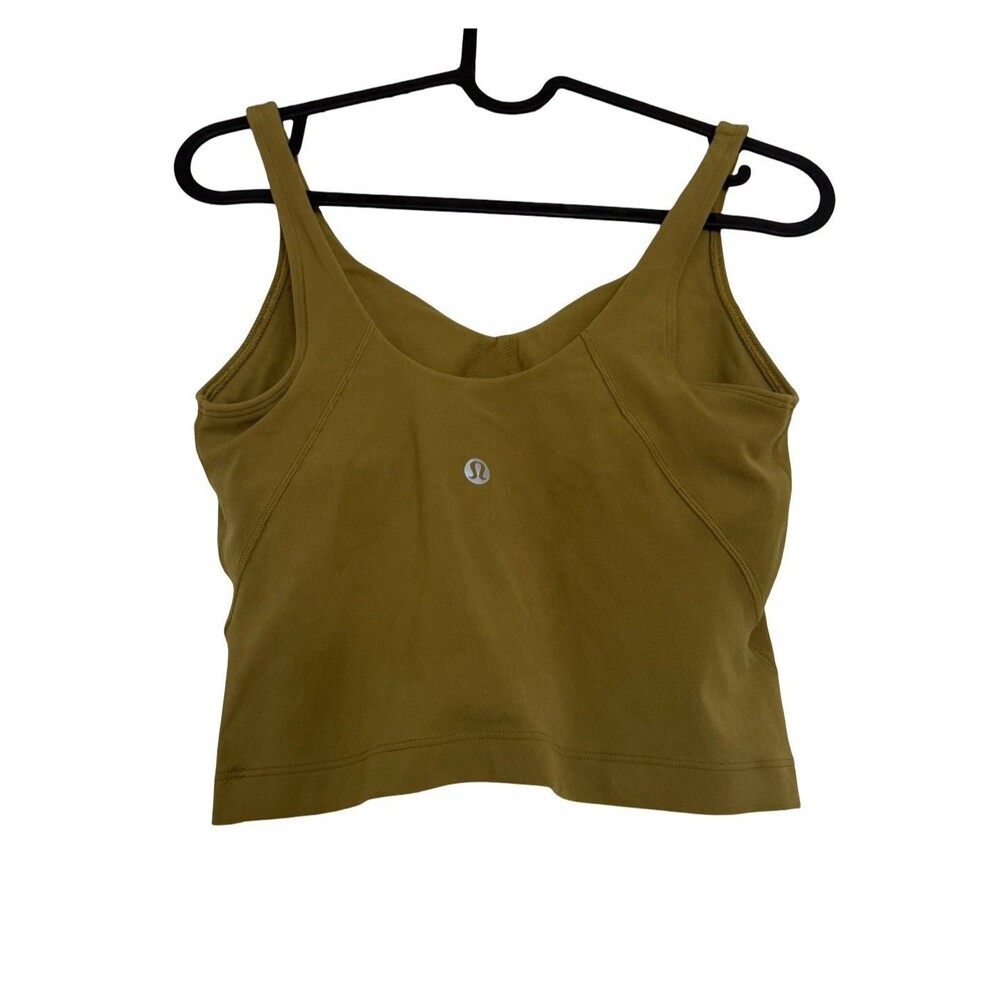 Lululemon Align Crop Tank Womens Mustard Longline V Neck Yoga Workout SZ 4